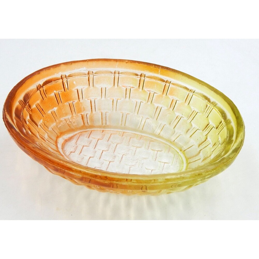 Glass Hen On Nest Ombre Amber Yellow 6 Inch Covered Candy Dish Vintage - Picture 14 of 14